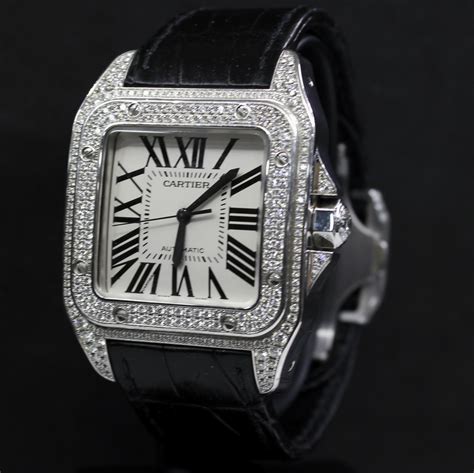 santos de cartier watch fake|cartier santos 100 diamond bezel.